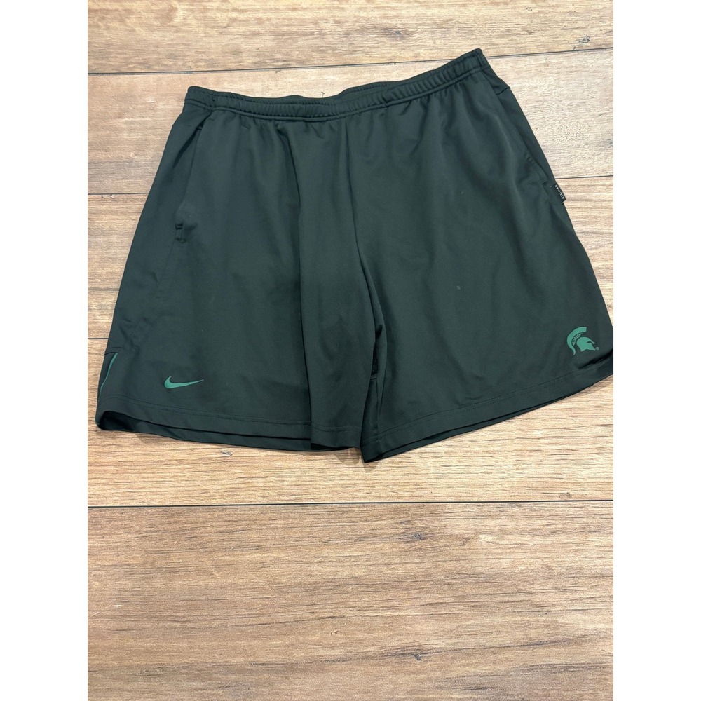Nike Michigan State Spartans Dri-FIT Shorts Mens XXL Green MSU Athletic Training